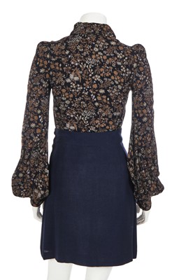 Lot 18 - A Biba navy slubbed rayon ensemble, 1969