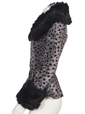 Lot 93 - A Biba grey and black cheetah spot faux fur jacket, circa 1973