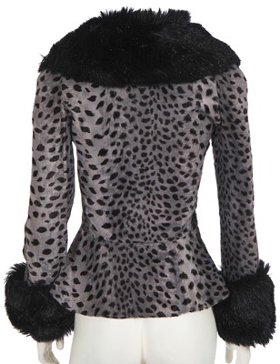 Lot 93 - A Biba grey and black cheetah spot faux fur jacket, circa 1973