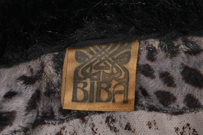 Lot 93 - A Biba grey and black cheetah spot faux fur jacket, circa 1973
