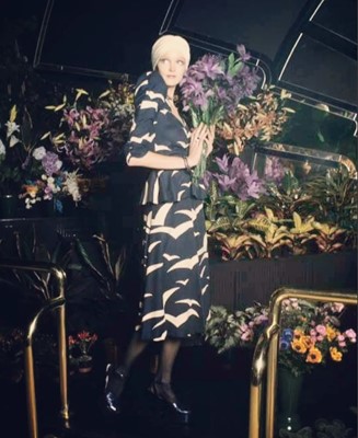 Lot 81 - A Biba printed cotton jersey 'dove' dress, circa 1972
