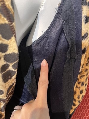Lot 94 - A Biba black wool and faux cheetah 'dressing gown' jacket, circa 1973