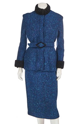 Lot 95 - A Biba black and blue herringbone weave wool suit, circa 1973