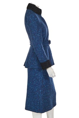 Lot 95 - A Biba black and blue herringbone weave wool suit, circa 1973
