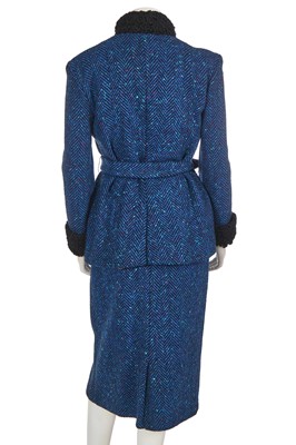 Lot 95 - A Biba black and blue herringbone weave wool suit, circa 1973