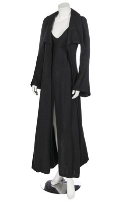 Lot 16 - A good Biba black slubbed rayon ensemble, circa 1969