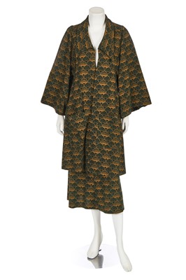 Lot 10 - A good Biba green and yellow jersey ensemble circa 1969