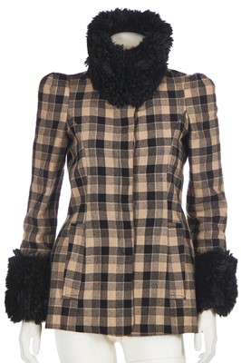 Lot 117 - A Biba checked beige and black wool jacket, circa 1974