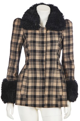 Lot 117 - A Biba checked beige and black wool jacket, circa 1974