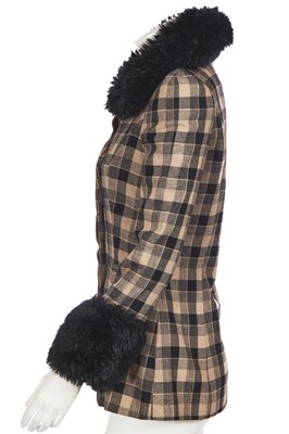 Lot 117 - A Biba checked beige and black wool jacket, circa 1974