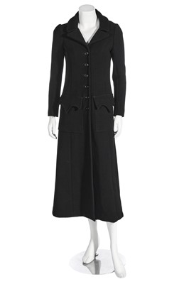 Lot 62 - A Biba black wool whipcord coat, circa 1970