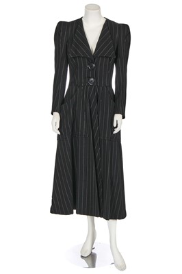 Lot 96 - A Biba black pinstripe wool coat, circa 1973