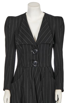 Lot 96 - A Biba black pinstripe wool coat, circa 1973