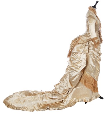 Lot 147 - An A. Canflé ivory silk satin bridal gown, 1880s