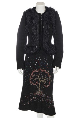 Lot 111 - A Valentino black suede skirt and jacket, 2010s