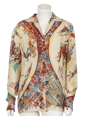 Lot 70 - An Hermès printed silk blouse, 1980s