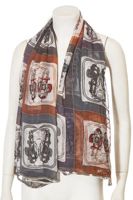 Lot 57 - A fine beaded and sequined Hermès scarf/shawl, c.2010