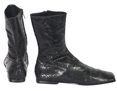 Lot 16 - A pair of Chanel black snakeskin boots, 2010s