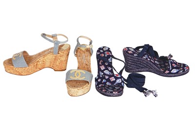 Lot 15 - Two pairs of Chanel summer sandals, 2010s