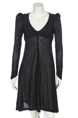 Lot 82 - A Biba lurex-flecked black viscose jersey dress, circa 1972