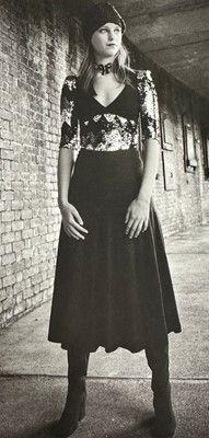 Lot 124 - A Biba sequined black brushed wool jersey dress, circa 1974