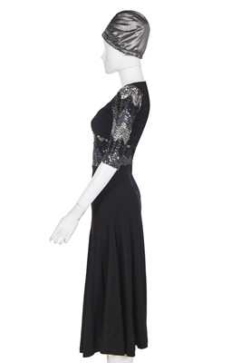 Lot 124 - A Biba sequined black brushed wool jersey dress, circa 1974