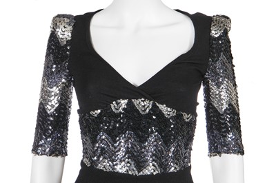Lot 124 - A Biba sequined black brushed wool jersey dress, circa 1974