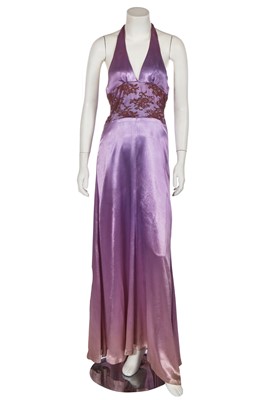 Lot 126 - A Biba lavender satin halterneck dress, circa 1974