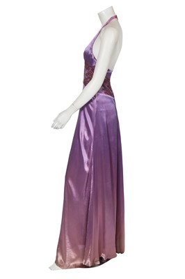 Lot 126 - A Biba lavender satin halterneck dress, circa 1974