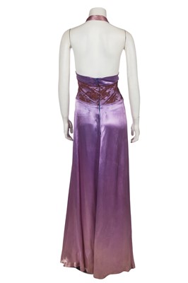 Lot 126 - A Biba lavender satin halterneck dress, circa 1974
