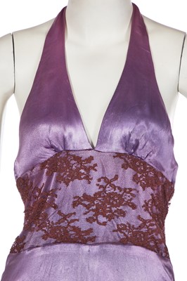 Lot 126 - A Biba lavender satin halterneck dress, circa 1974