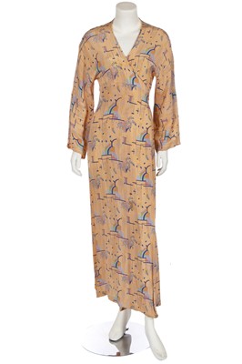 Lot 85 - A Biba Art Deco printed crêpe wrap dress, circa 1972