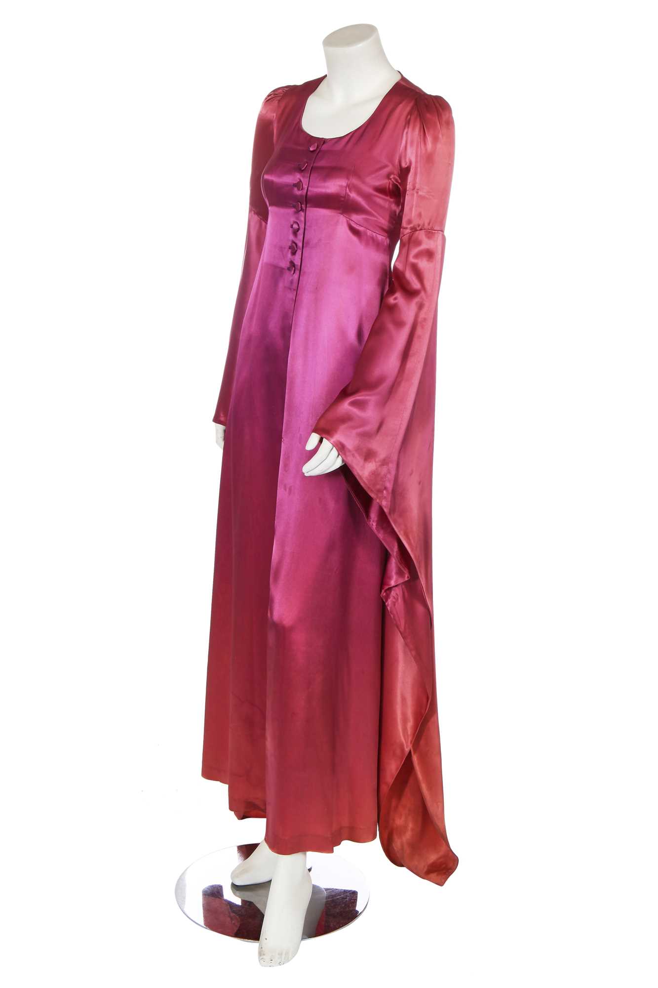 Click for high resolution Lot 7 - A Biba gothic-inspired purple satin over-dress, circa 1968