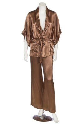 Lot 119 - A Biba bronze satin lounging pyjama set, circa 1974