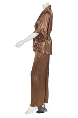 Lot 119 - A Biba bronze satin lounging pyjama set, circa 1974