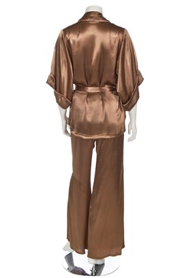 Lot 119 - A Biba bronze satin lounging pyjama set, circa 1974