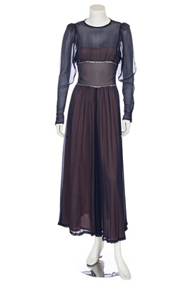 Lot 83 - A Biba navy chiffon evening dress, circa 1972