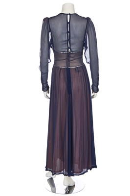 Lot 83 - A Biba navy chiffon evening dress, circa 1972