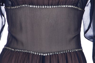 Lot 83 - A Biba navy chiffon evening dress, circa 1972
