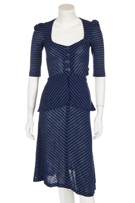 Lot 97 - A Biba striped blue wool jersey dress, circa 1973