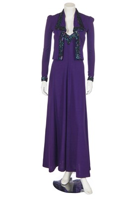 Lot 98 - A Biba purple wool jersey evening ensemble, 1973