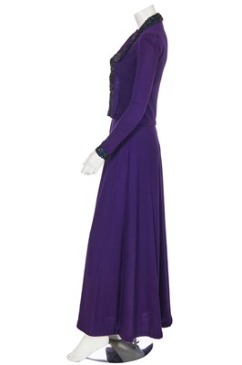 Lot 98 - A Biba purple wool jersey evening ensemble, 1973