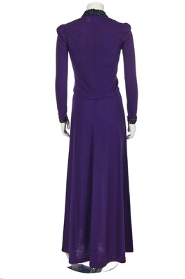 Lot 98 - A Biba purple wool jersey evening ensemble, 1973