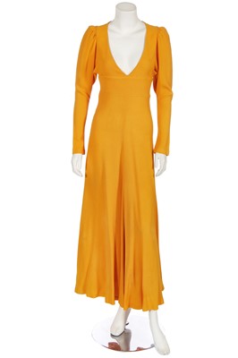 Lot 84 - A Biba canary yellow moss crêpe maxi dress, circa 1972