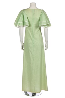 Lot 8 - A Biba green and white gingham cotton maxi dress, circa 1968