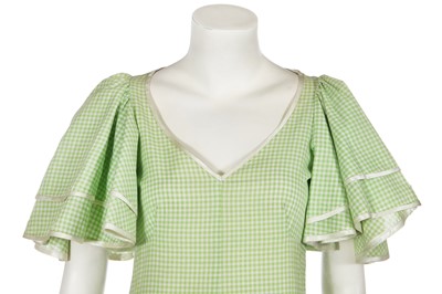 Lot 8 - A Biba green and white gingham cotton maxi dress, circa 1968