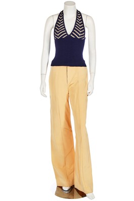 Lot 128 - A Biba champagne rayon bengaline ensemble, circa 1974