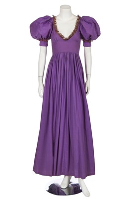 Lot 100 - A Biba lavender cotton maxi dress, circa 1973