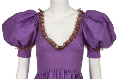 Lot 100 - A Biba lavender cotton maxi dress, circa 1973