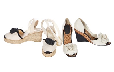 Lot 25 - Two pairs of Chanel wedge shoes, 2010s